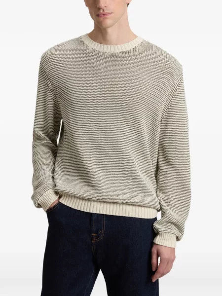 Pulover Woolrich cu dungi cu decolteu rotund