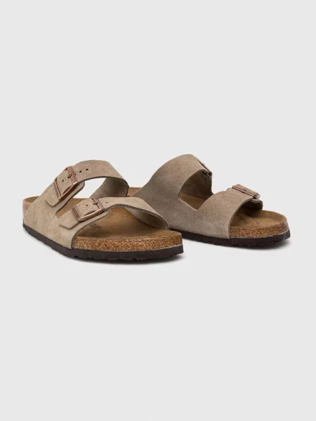 Semišové pantofle Birkenstock Arizona béžová