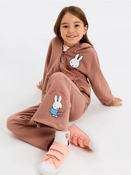 Sinsay flare kalhoty s potiskem Miffy hnědá