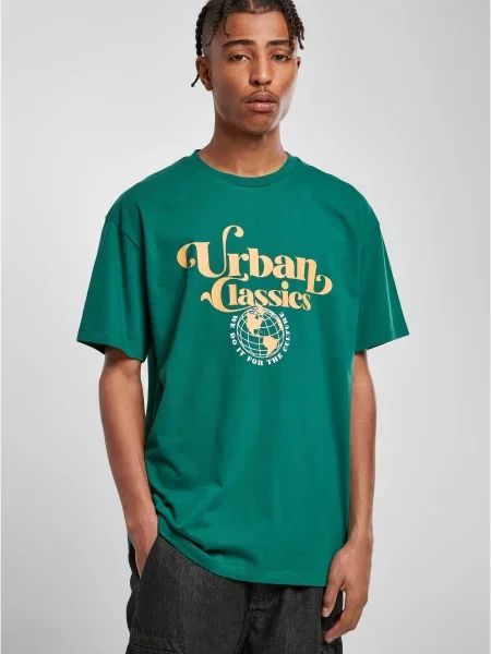 Urban Classics Tricou galben deschis / verde smarald alb