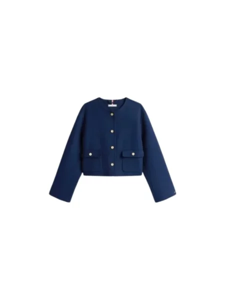 Tommy Hilfiger płaszcz z wełną granatowy niebieski