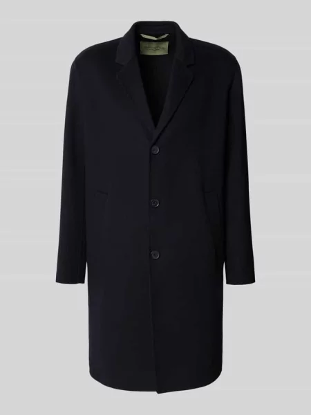 Płaszcz o kroju regular fit z mieszanki żywej wełny – Marc O'Polo × DFB Travel Collection granatowy