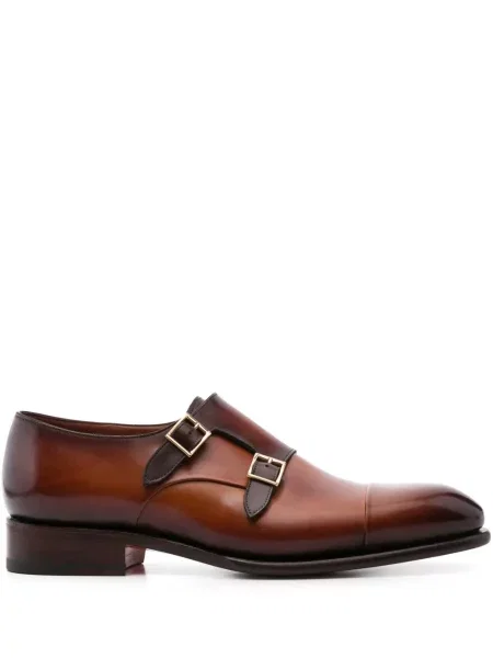 Pantofi monk Santoni din piele maro