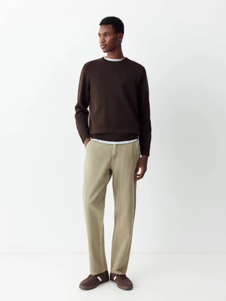 Sweter basic z grubej dzianiny Teen S MANGO TEEN brązowy