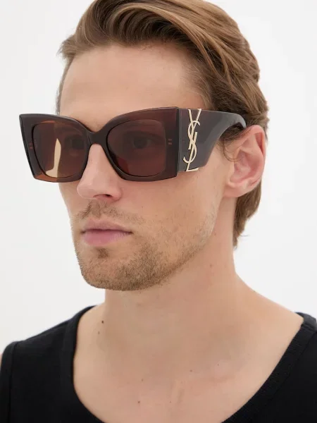 Saint Laurent slnečné okuliare pánske hnedá