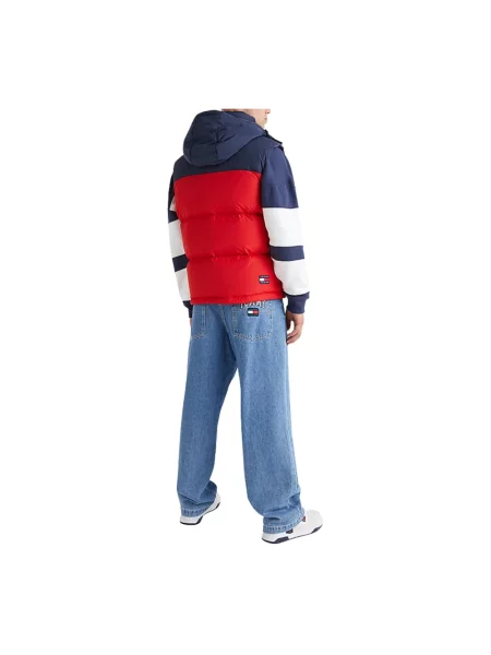 Lniana kamizelka jeansowa Tommy Jeans bez rękawów czerwona
