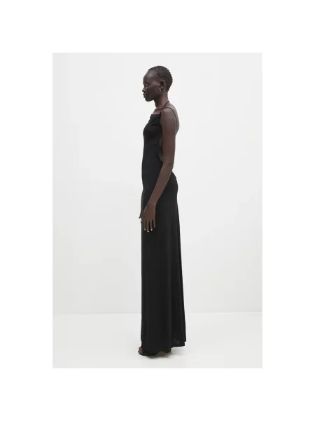 Marine Serre sukienka Draped Jersey Thong maxi dopasowana czarny