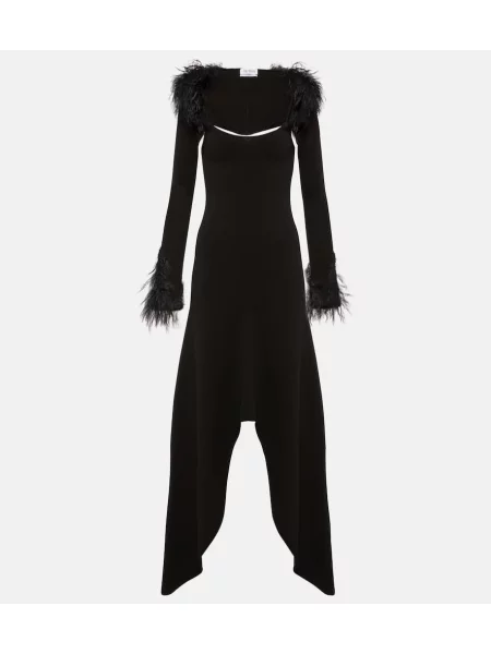 Maksi sukienka maxi The Attico z dżerseju garniturowa czarna