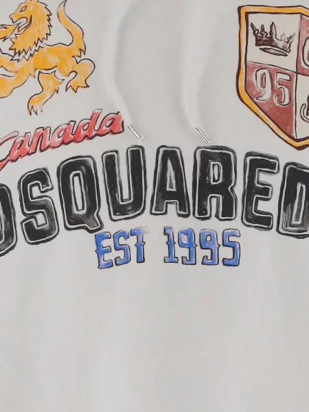 Hanorac cu glugă Dsquared2 cu imagine alb