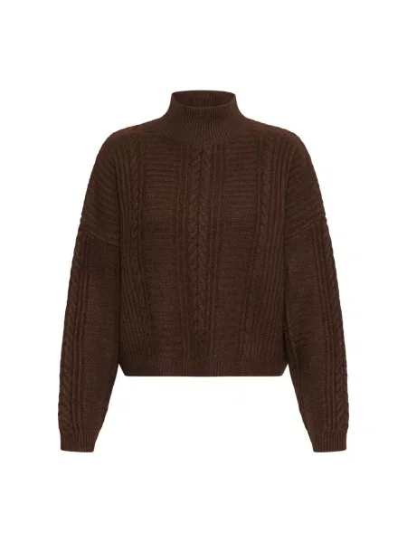 Sweter z dzianiny ze stójką model MYLLE' Ichi brązowy
