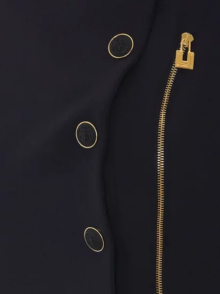 Двуредно яке Elisabetta Franchi с волани черно