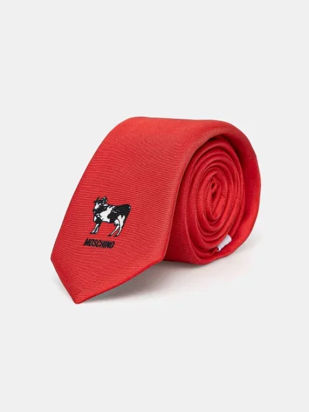 Svilena kravata Moschino rdeča