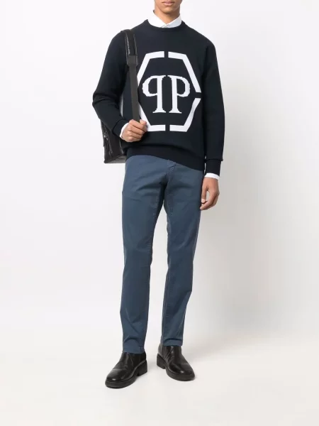 Svetr Philipp Plein s autogramem modrý