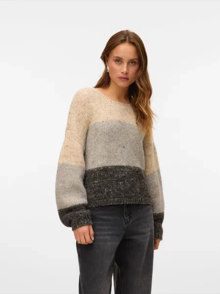 VERO MODA Pulover VMJENNA amestecat / gri / gri amestecat bej