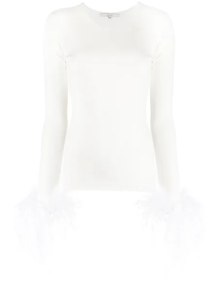 Bluză Manuri cu pene stretch alb
