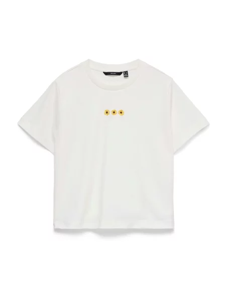 VERO MODA Tricou VMSARA METTE maro / galben / galben miere alb