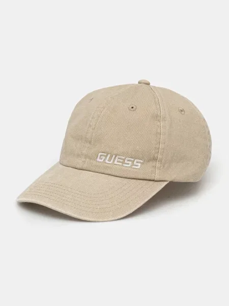 Шапка с козирка Guess MERAK с апликация бежово