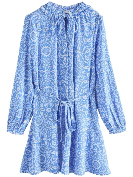 Next Rochie tip bluză albastru denim alb