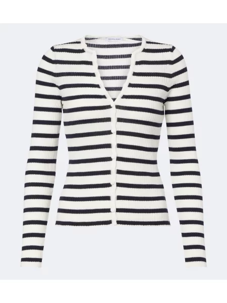 Cardigan Veronica Beard de lână cu dungi alb