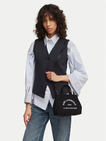 Karl Lagerfeld Ručna torbica / bijela crna