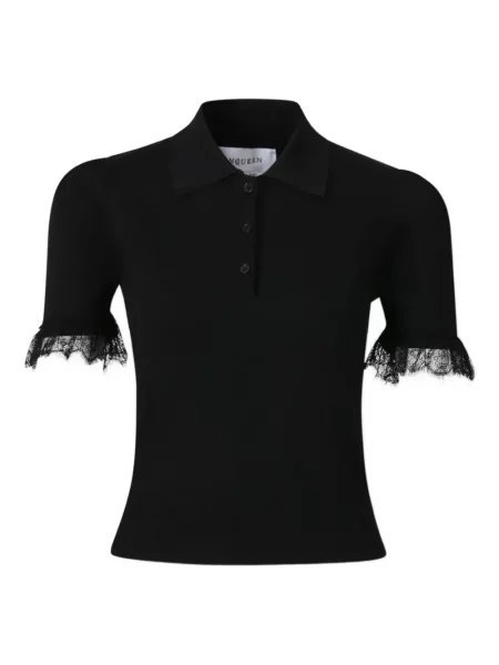 Polo Alexander Mcqueen din dantelă negru