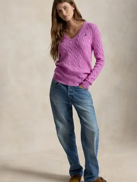 Polo Ralph Lauren sweter wełniany fioletowy