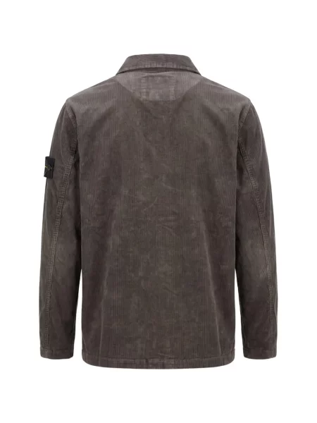 Πουκάμισο Stone Island κοτλέ πέτρες τσέπες στο στήθος καφέ
