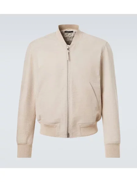 Geanta de piele Tom Ford cu imagine bej