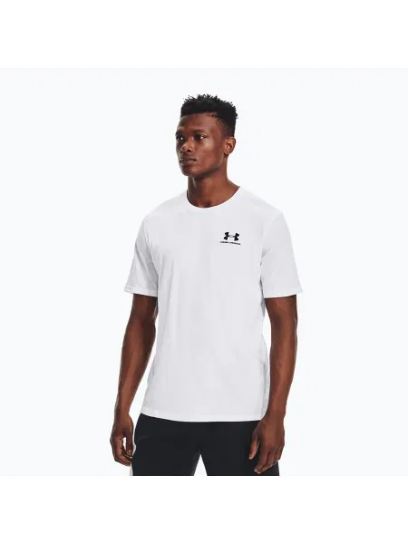 Tricou de antrenament Under Armour Sportstyle pentru bărbați Under Armour Sportstyle Left Chest SS training t-shirt alb/negru alb