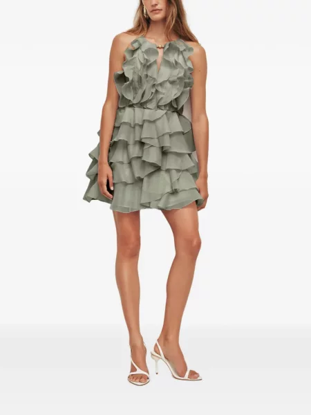 Rochie mini Aje cu volane verde