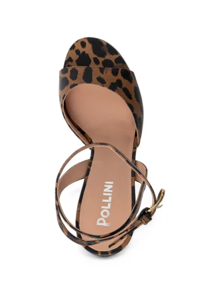 Pantofi cu toc Pollini cu imagine cu model leopard cu bretele maro