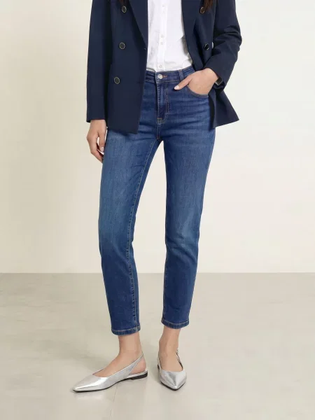 Joop! Jeans Jeansy Cropped Maren blau granatowe