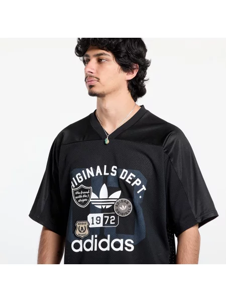 Тениска Adidas Originals с принт от джърси черно