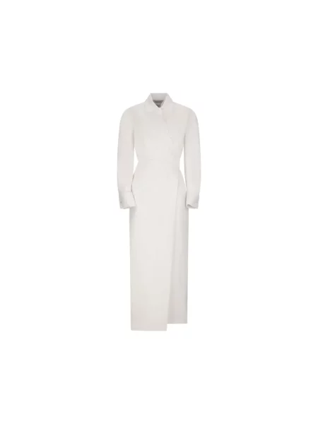 Lniana sukienka ołówkowa Max Mara elegancka biała