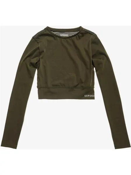 T-shirt Superdry Crop z długim rękawem S zielony