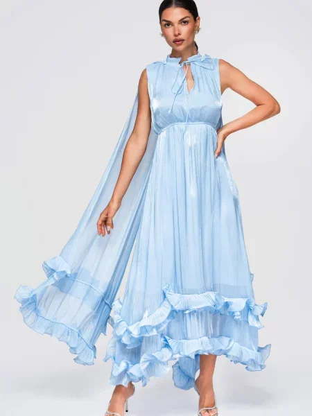 Gulerat rochie maxi Edoti cu volane
