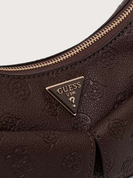 Кожаная сумка хобо Guess