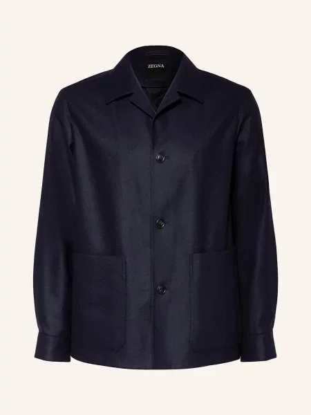 Zegna Vlněný Kabát tmavě modrá