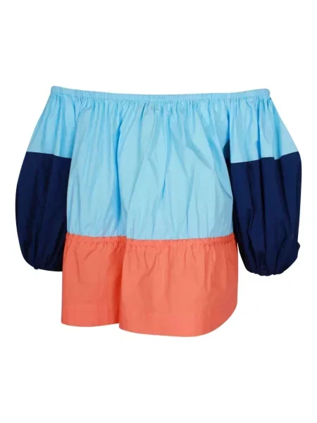 Top Staud z odkrytymi ramionami niebieski