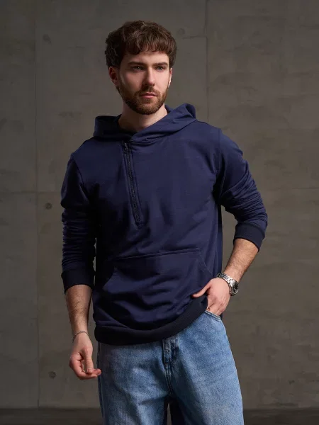 Худі ISSA Plus темно-синій комбінований верх синє