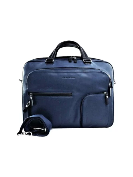 Torba na laptopa Piquadro skórzana niebieska