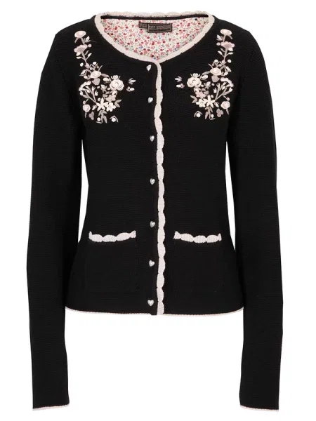 Sweter rozpinany w ludowym stylu czarny