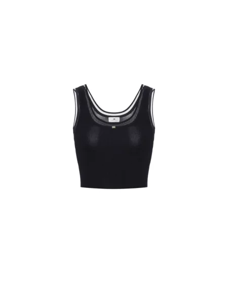 Top Elisabetta Franchi żakardowy czarny