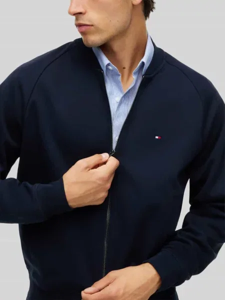 Bluza rozpinana o kroju regular fit z mieszanki bawełny Tommy Hilfiger granatowa