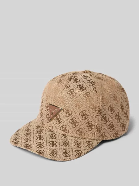 Czapka z daszkiem z nadrukiem z logo na całej powierzchni model Katya' Guess brązowa