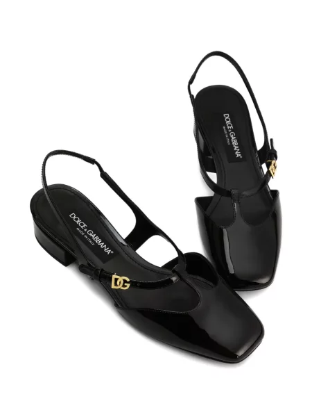 Pantofi cu toc Dolce & Gabbana din piele de lac slingback negru