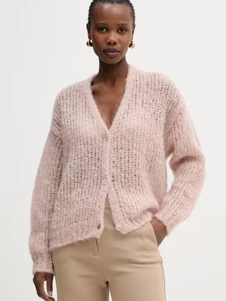 Pulover z dodatkom moherja Weekend Max Mara DANZA roza