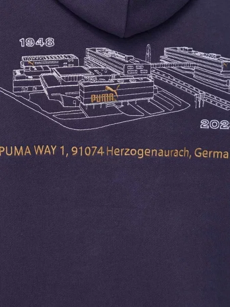 Hanorac cu glugă Puma cu broderie albastru