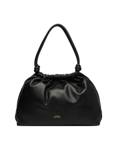 Tommy Hilfiger Geantă Th Soft Leather Hobo negru