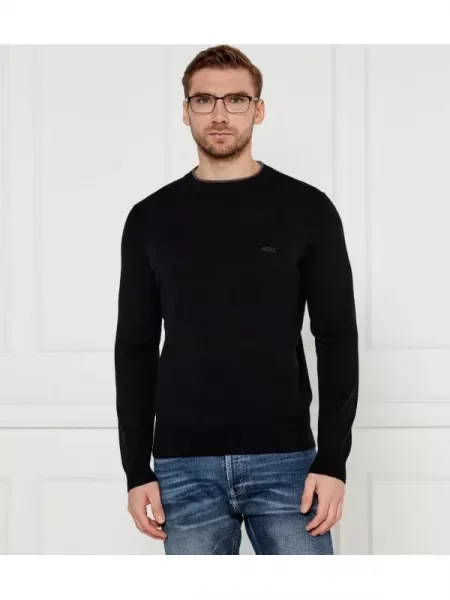 BOSS BLACK De lână pulover Ebacio negru